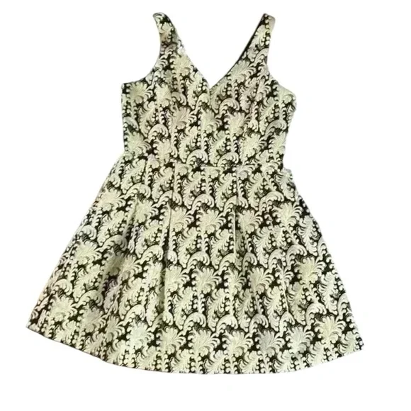 Jealous Tomato High End Boutique Black&Tan Brocade Fit & Flare Metalic Dress, M - Picture 2 of 11